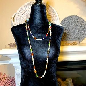 Extra Long Multi Color Beaded Necklace